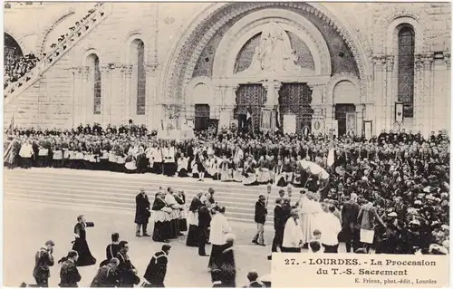 CPA Ansichtskarte 
Lourdes Lorda La Procession du T.-S. Sacrement 1923