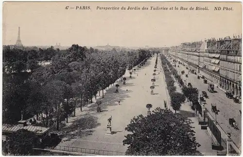 CPA Paris Straßen: Jardins des Tuileries, la rue de Rivoli 1922