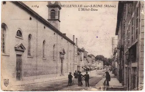 Belleville sur Saone Hotel-Dieu, belebt CPA Ansichtskarte  1916