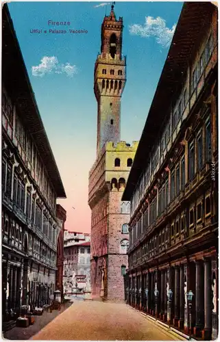 Ansichtskarte Florenz Firenze Uffizi a  Palazzo Vecchio 1916