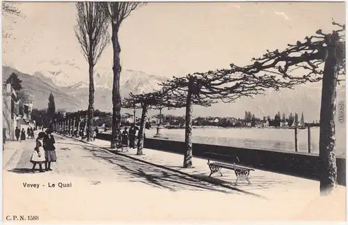 Vevey Partie am Quai CPA Ansichtskarte Kanton Waadt 1908