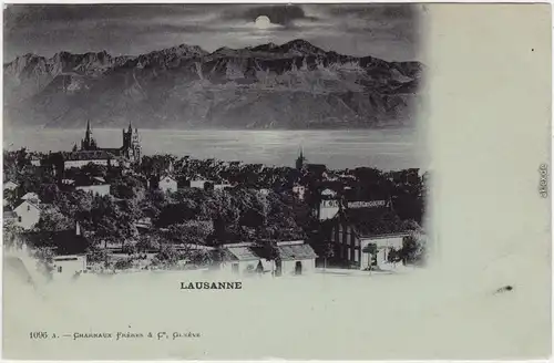 Ansichtskarte Lausanne Panorama - Mondscheinlitho 1903