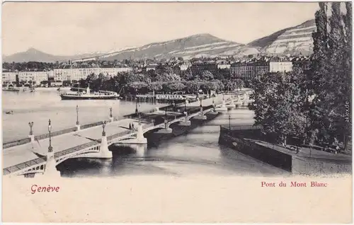 Genf Genève  Brücke - Pont du Mont Blanc  CPA Ansichtskarte  1912