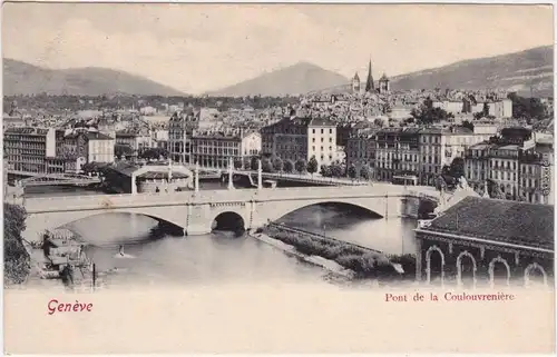 Genf Genève  Brücke - Pont de la Coulouvrenière CPA Ansichtskarte  1912
