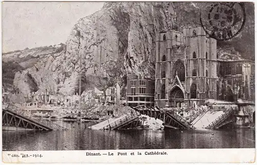 Dinant Dinant zerstörte Brücke und Kathedrale Namur Namen 1919