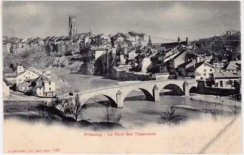 Freiburg im Üechtland Fribourg e Pont des Tisserds - Stadt 1908 