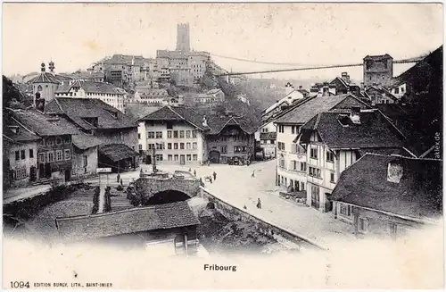 CPA Ansichtskarte Freiburg Üechtland Fribourg Straßenpartie  - Panorama 19012