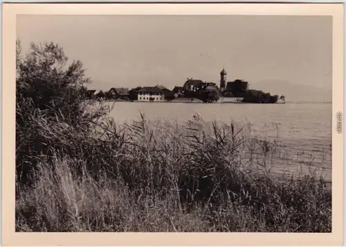 Privatfoto Ansichtskarte Wasserburg am Bodensee Blick auf die Stadt 1954