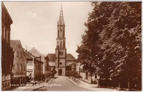 Sagan Żagań Friedrich Wilhelm Strasse, evangelische Kirche 1932 