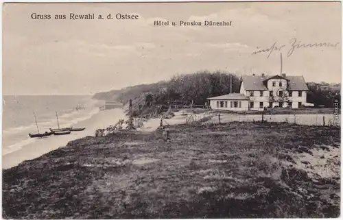 Rewahl Rewal Strand - Hotel u. Pension Dünenhof b Kolberg Treptow Pommern 1918