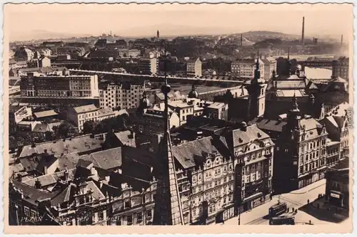 Foto Ansichtskarte Pilsen Plzeň Totale - Straßenblick 1936
