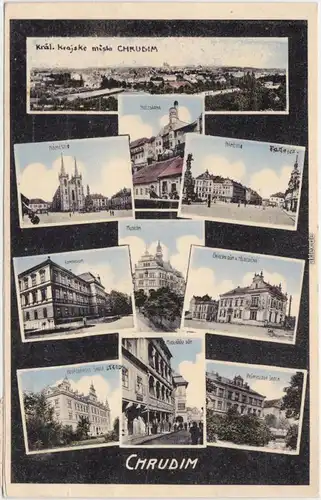 Chrudim Ansichten: Gebäude und Straßen b Pardubitz Pardubice  1912