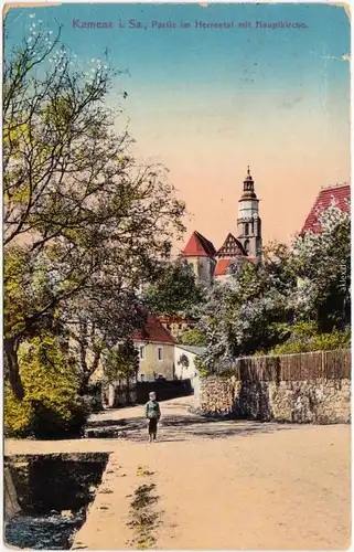 Kamenz Kamjenc Herrental - Straßenpartie Oberlausitz 1914