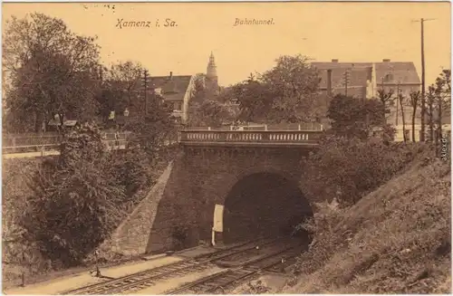 Kamenz Kamjenc Straßenpartie - Bahntunnel Oberlausitz 1916