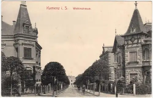 Kamenz Kamjenc Partie in der Wettinstraße Oberlausitz Ansichtskarte  1913