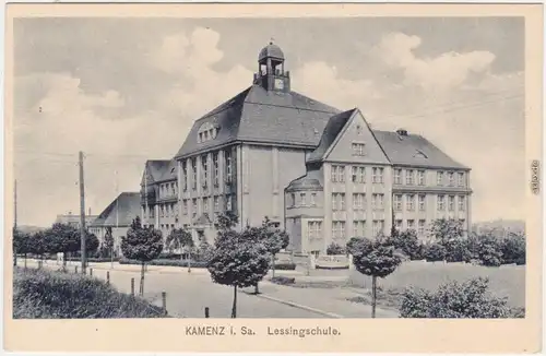Kamenz Kamjenc Straßenpartie an der Lessingschule Oberausitz 1922