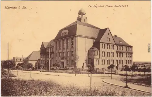 Kamenz Kamjenc Straßenpartie an der Lessingschule Oberlausitz  1923