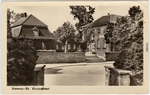 Kamenz Kamjenc Partie am Lessinghaus   Oberlausitz Ansichtskarte  1955