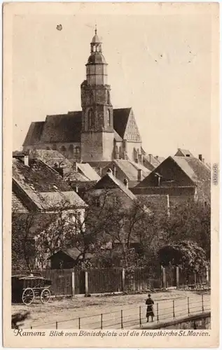 Kamenz Kamjenc Bönischplatz - Blick zur Hauptkirche Oberlausitz 1927