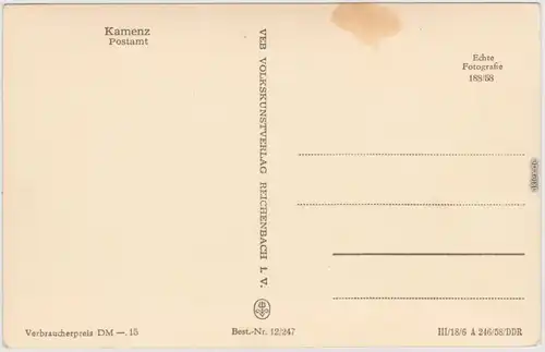 Kamenz Kamjenc Postamt Oberlausitz Ansichtskarte 1958