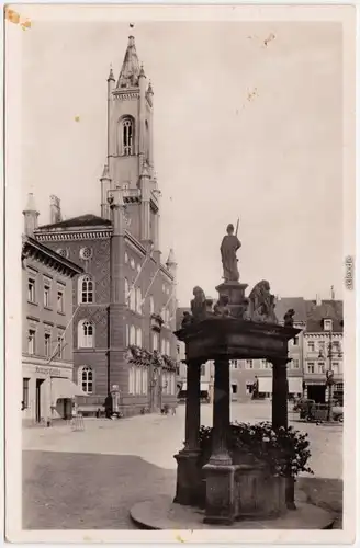 Kamenz Kamjenc Rathaus mit Andreasbrunnen Foto Ansichtskarte 1940