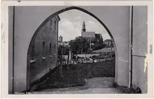 Kamenz Kamjenc Blick auf die Kirche Ansichtskarte Oberlausitz 1944