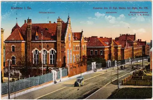 Kamenz Kamjenc Straßenpartie am Offizierskasino - Kaserne 1916 