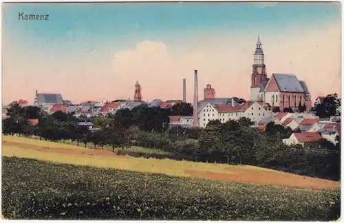 Kamenz Kamjenc Partie an der Stadt (coloriert) Oberlausitz  1915