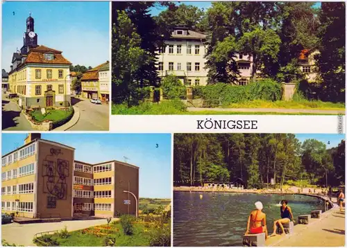 Ansichtskarte Königsee Rathaus, Kurheim, Oberschule, Waldseebad 1980