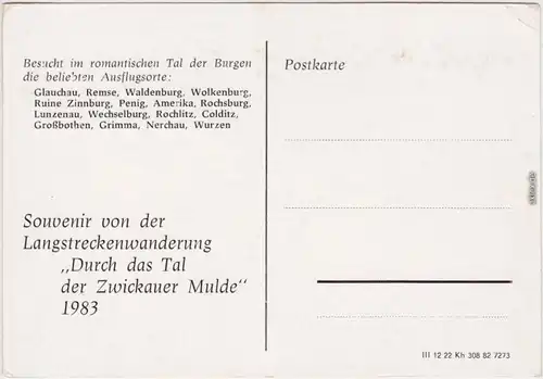 Rochlitz Durch das Tal der Zwickauer Mulde Künstler Ansichtskarte 1983