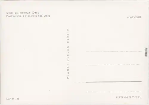 Fotokarte 
Frankfurt (Oder) Denkmal, Lennèpark, Rathaus, Galerie, Hotel 1974