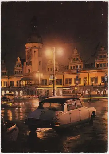 Leipzig Markt, Nachts Ansichtskarte Beleuchtung 1961