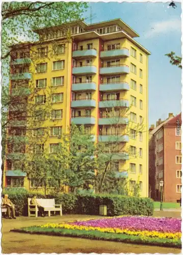 Ansichtskarte Chemnitz Karl-Marx-Stadt Hochhaus am Schloßteich 1961