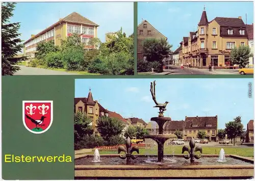 Elsterwerda Wikow Oberschule, Hauptstraße, Elsterbrunnen am Markt 1981