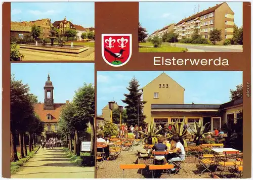 Elsterwerda Wikow Elsterbrunnen, Markt, Blumenstraße, Oberschule, Café 1981