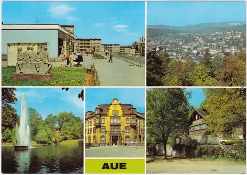 Aue (Erzgebirge) Aue, Neubaugebiet, Teilansicht,Gaststätte "Hutzen-Haisel" 1984