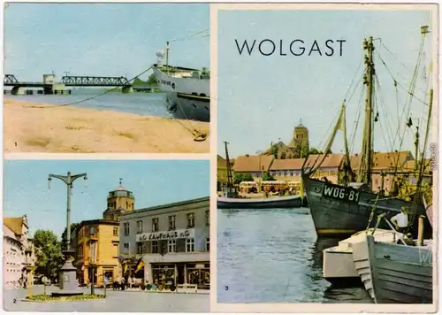 Ansichtskarte Wolgast Dampferanlegestelle, Platz der Jugend, Hafen 1963