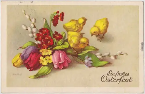 Ein frohes Osterfest Künstlerkarte Ansichtskarte 1952