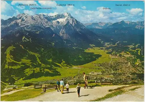 Garmisch-Partenkirchen Aussichtsberg Wank (1780m) Blick zur Zugspitzgruppe 1989
