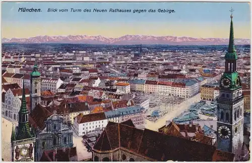 München München, Blick vom Turm des Neuen Rathaus gegen das Gebirge 1925