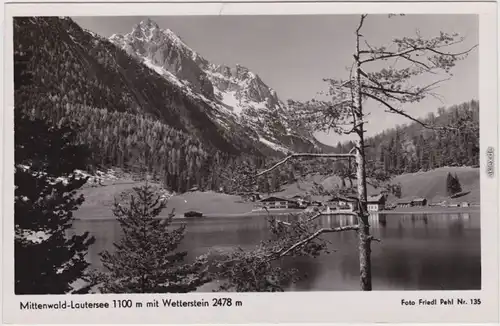 Mittenwald Mittenwald-Lautersee 1100m mit Wetterstein 2478m 1951