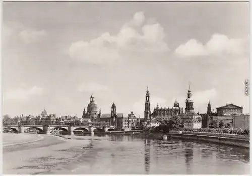 Dresden Altstädter Elbufer v. d. Marienbrücke mit Blick zur Hofkirche 1945/1975