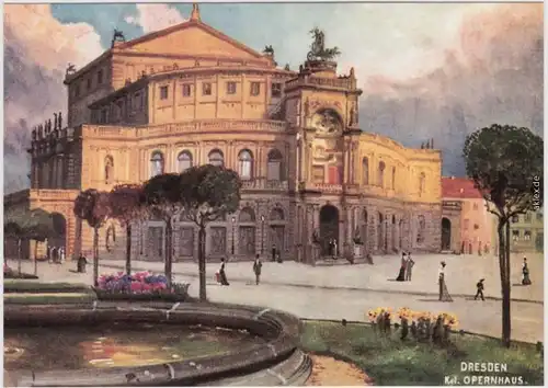 Innere Altstadt-Dresden Semperoper Künstlerkarte 1900 Druck:1992