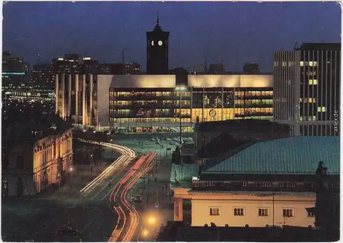 Ansichtskarte Mitte Berlin Blick zum Palast der Republik  - bei Nacht 1980