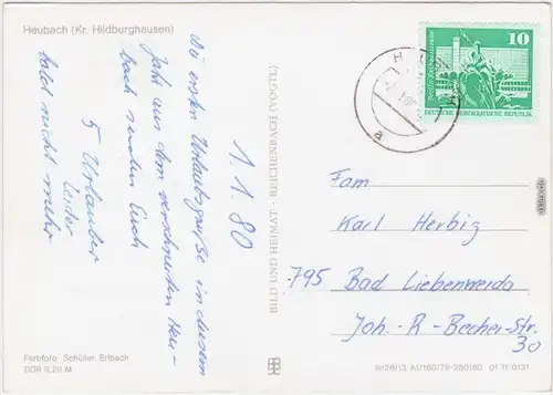 Heubach (Thür. Wald)-Masserberg FDGB-Erholungsheim "Hermann Duncker" 1980/1979
