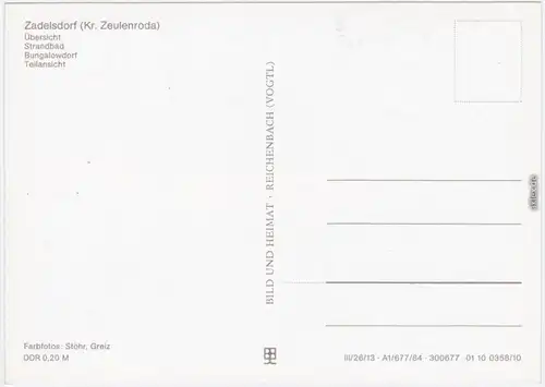 Zadelsdorf Zeulenroda-Triebes Übersicht, Bad, Bungalowdorf, Teilansicht 1984