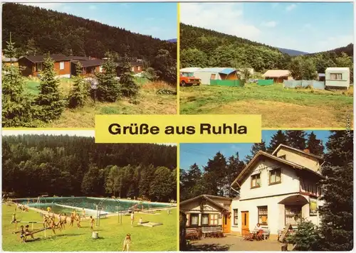 Ruhla  Bungalowsiedlung  Campingplatz L/7, Freibad, Gaststätte  "Aussicht" 1987