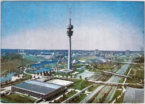 München Park Olympiastadion, Olympiaturm, Schwimm Olympiahalle 1977 Luna
