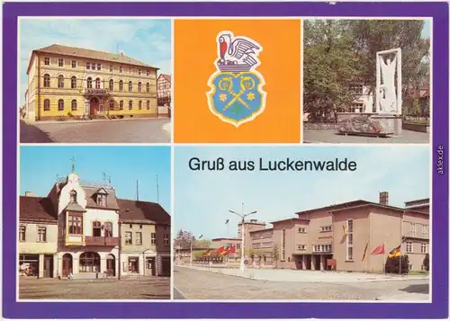 Luckenwalde Rathaus, Ehrenhain, Pelikan-Apotheke, Kulturhaus, Schule 1986