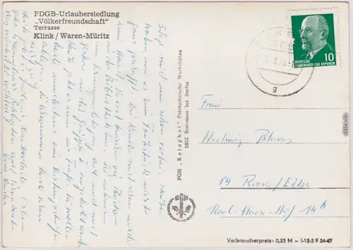 Klink (Müritz) Urlaubersiedlung "Völkerfreundschaft" - Terasse 1962 